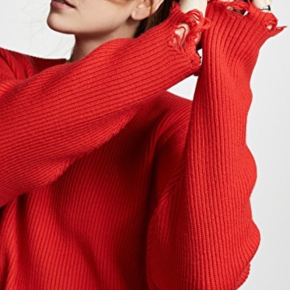 IRO Jeans Nosasa Red Distressed Sweater Size Small - Picture 2 of 9